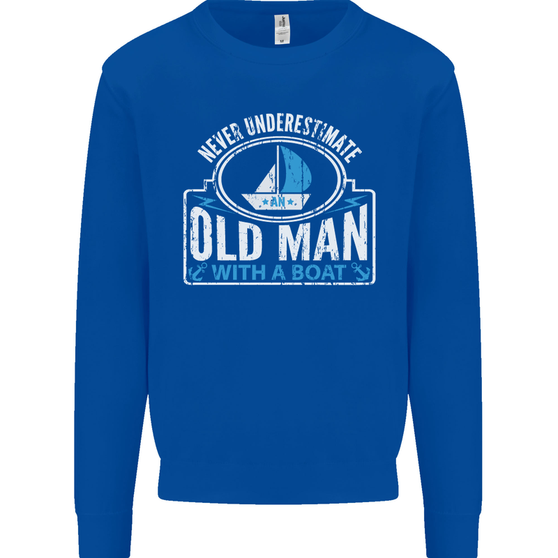 An Old Man With a Boat Sailor Sailing Funny Mens Sweatshirt Jumper Royal Blue