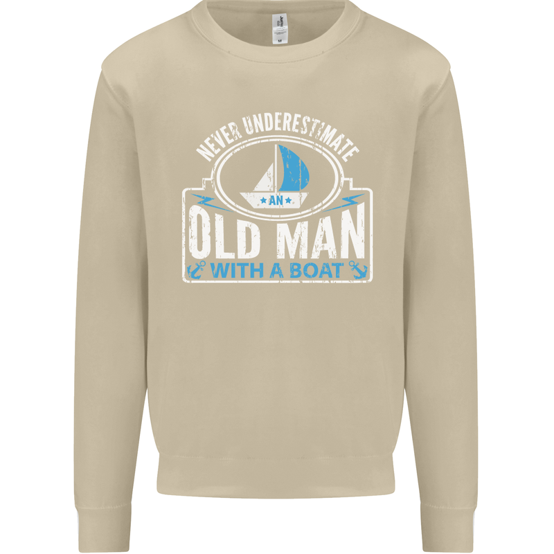 An Old Man With a Boat Sailor Sailing Funny Mens Sweatshirt Jumper Sand
