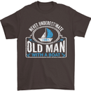 An Old Man With a Boat Sailor Sailing Funny Mens T-Shirt Cotton Gildan Dark Chocolate