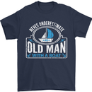 An Old Man With a Boat Sailor Sailing Funny Mens T-Shirt Cotton Gildan Navy Blue