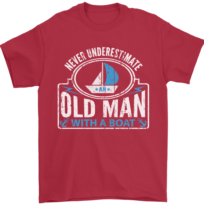 An Old Man With a Boat Sailor Sailing Funny Mens T-Shirt Cotton Gildan Red