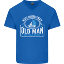 An Old Man With a Boat Sailor Sailing Funny Mens V-Neck Cotton T-Shirt Royal Blue