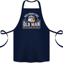 An Old Man With a Bowling Ball 10 Pin Cotton Apron 100% Organic Navy Blue