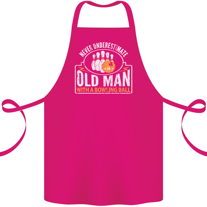 An Old Man With a Bowling Ball 10 Pin Cotton Apron 100% Organic Pink
