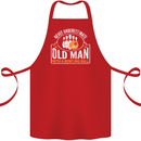 An Old Man With a Bowling Ball 10 Pin Cotton Apron 100% Organic Red