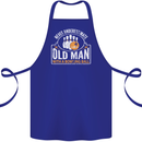 An Old Man With a Bowling Ball 10 Pin Cotton Apron 100% Organic Royal Blue