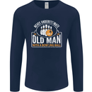 An Old Man With a Bowling Ball 10 Pin Mens Long Sleeve T-Shirt Navy Blue