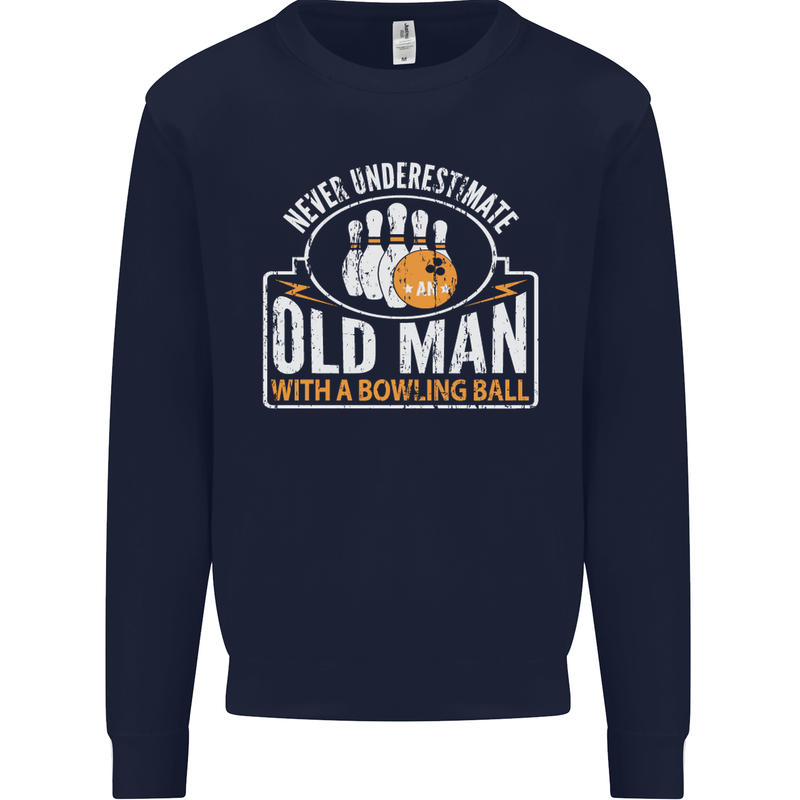 An Old Man With a Bowling Ball 10 Pin Mens Sweatshirt Jumper Navy Blue