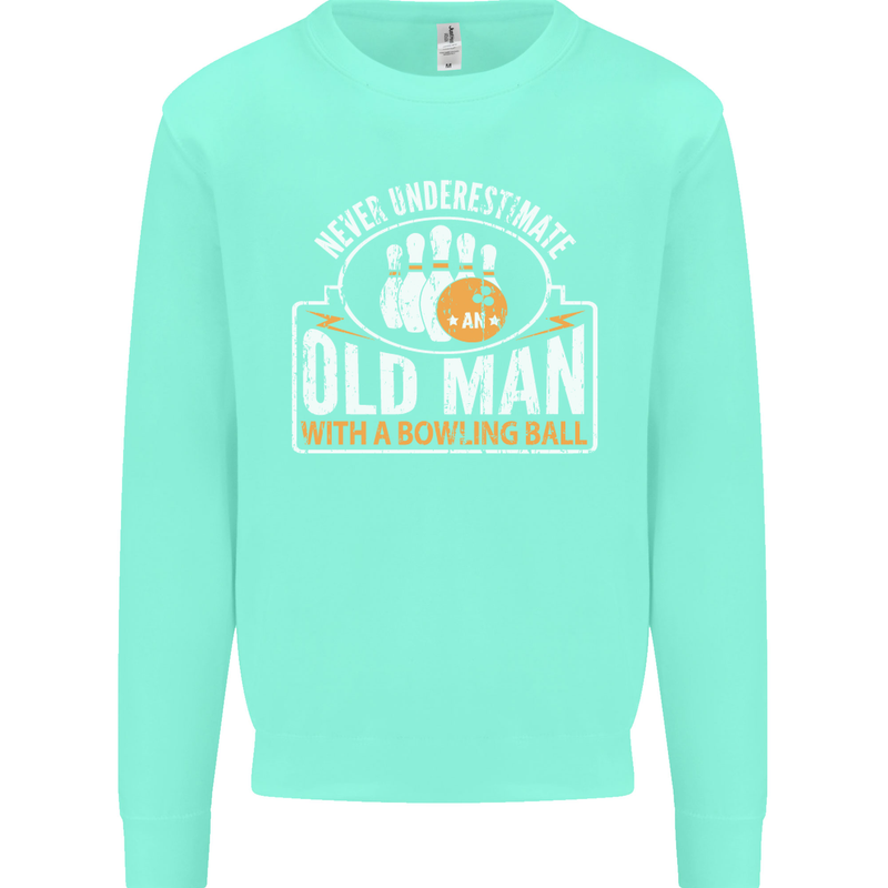 An Old Man With a Bowling Ball 10 Pin Mens Sweatshirt Jumper Peppermint