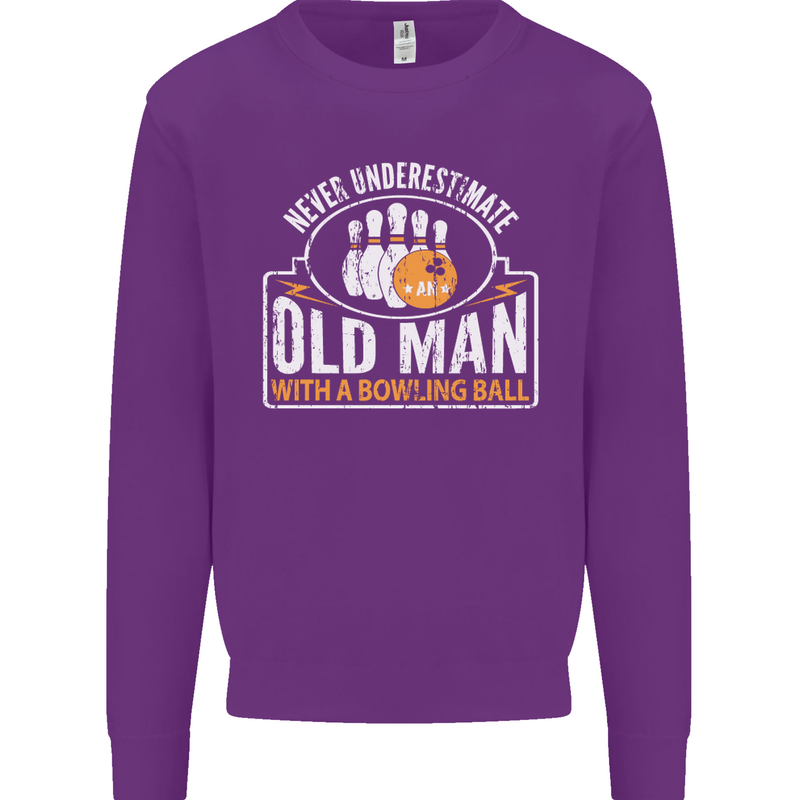 An Old Man With a Bowling Ball 10 Pin Mens Sweatshirt Jumper Purple