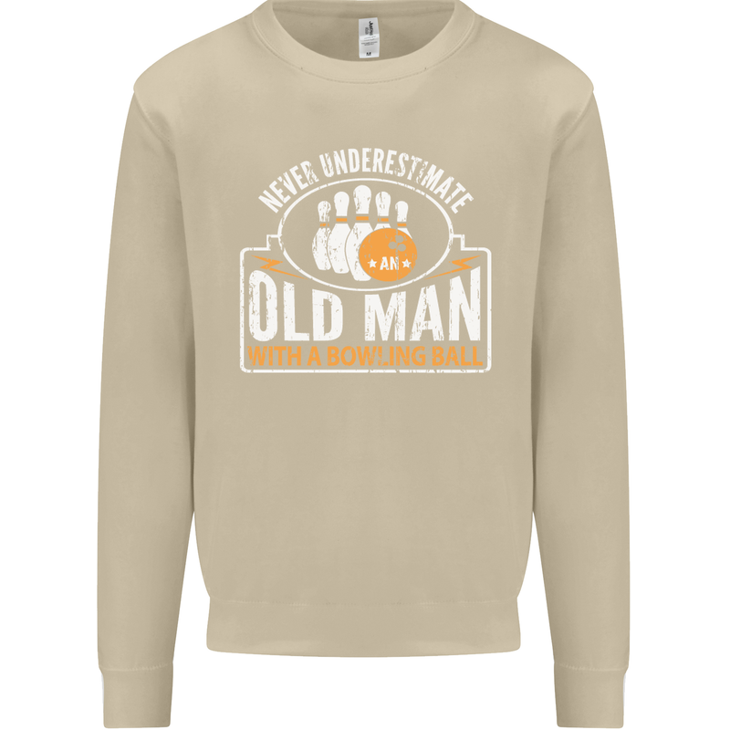 An Old Man With a Bowling Ball 10 Pin Mens Sweatshirt Jumper Sand