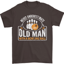 An Old Man With a Bowling Ball 10 Pin Mens T-Shirt Cotton Gildan Dark Chocolate