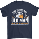 An Old Man With a Bowling Ball 10 Pin Mens T-Shirt Cotton Gildan Navy Blue