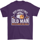 An Old Man With a Bowling Ball 10 Pin Mens T-Shirt Cotton Gildan Purple