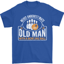 An Old Man With a Bowling Ball 10 Pin Mens T-Shirt Cotton Gildan Royal Blue