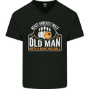 An Old Man With a Bowling Ball 10 Pin Mens V-Neck Cotton T-Shirt Black