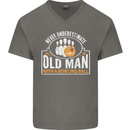 An Old Man With a Bowling Ball 10 Pin Mens V-Neck Cotton T-Shirt Charcoal