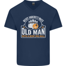 An Old Man With a Bowling Ball 10 Pin Mens V-Neck Cotton T-Shirt Navy Blue