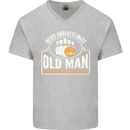 An Old Man With a Bowling Ball 10 Pin Mens V-Neck Cotton T-Shirt Sports Grey