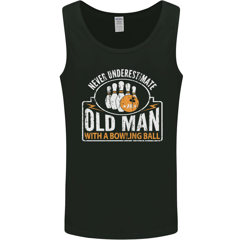 An Old Man With a Bowling Ball 10 Pin Mens Vest Tank Top Black