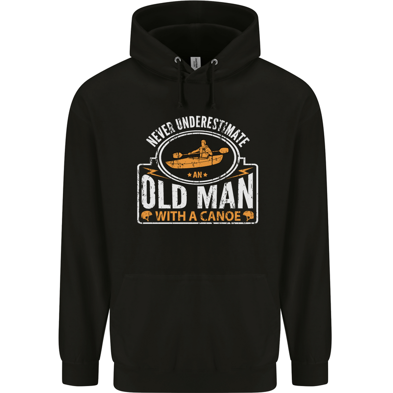 An Old Man With a Canoe Canoeing Funny Mens 80% Cotton Hoodie Black