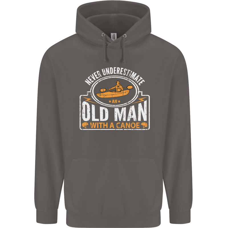 An Old Man With a Canoe Canoeing Funny Mens 80% Cotton Hoodie Charcoal