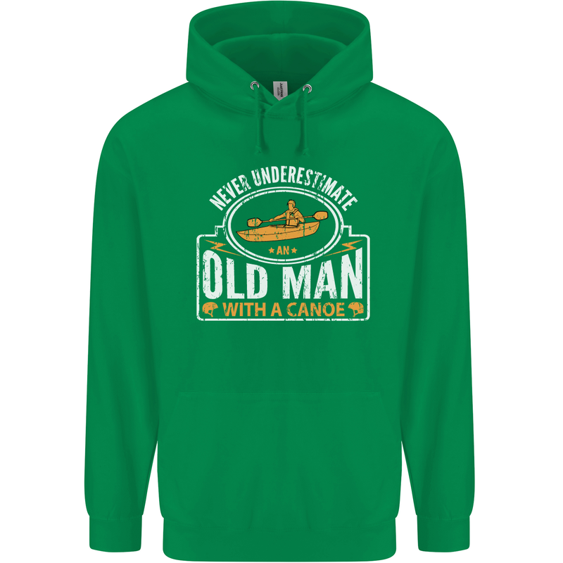 An Old Man With a Canoe Canoeing Funny Mens 80% Cotton Hoodie Irish Green