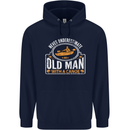 An Old Man With a Canoe Canoeing Funny Mens 80% Cotton Hoodie Navy Blue