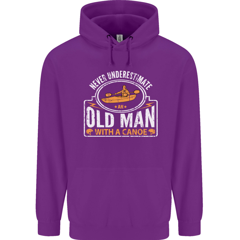 An Old Man With a Canoe Canoeing Funny Mens 80% Cotton Hoodie Purple