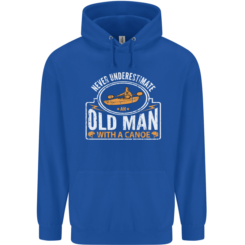 An Old Man With a Canoe Canoeing Funny Mens 80% Cotton Hoodie Royal Blue