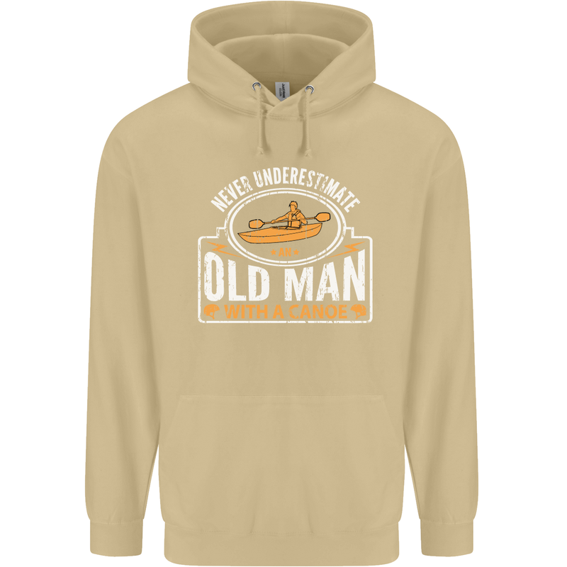An Old Man With a Canoe Canoeing Funny Mens 80% Cotton Hoodie Sand