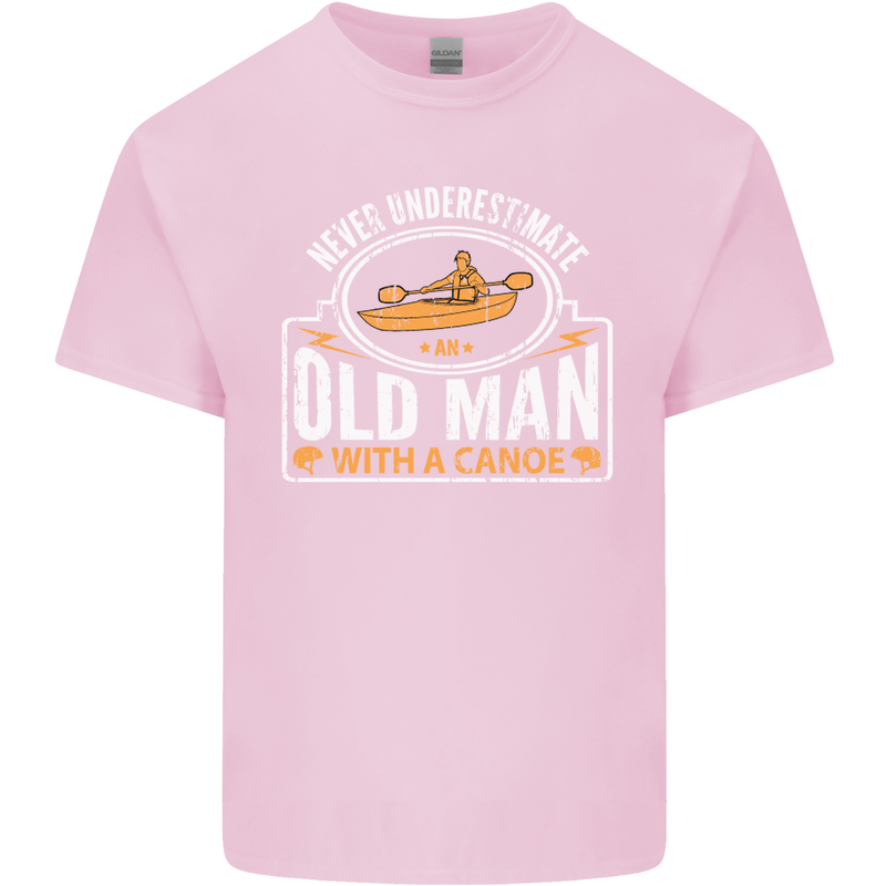 An Old Man With a Canoe Canoeing Funny Mens Cotton T-Shirt Tee Top Light Pink