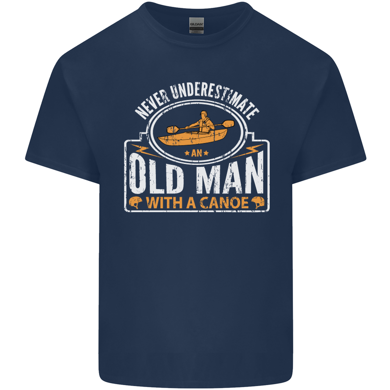 An Old Man With a Canoe Canoeing Funny Mens Cotton T-Shirt Tee Top Navy Blue