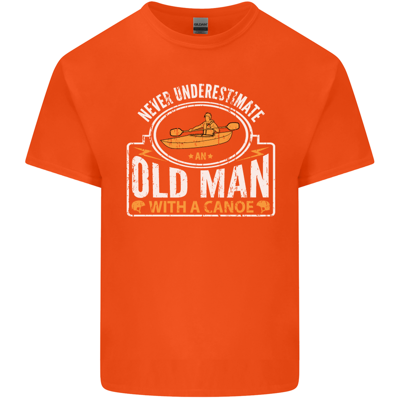 An Old Man With a Canoe Canoeing Funny Mens Cotton T-Shirt Tee Top Orange