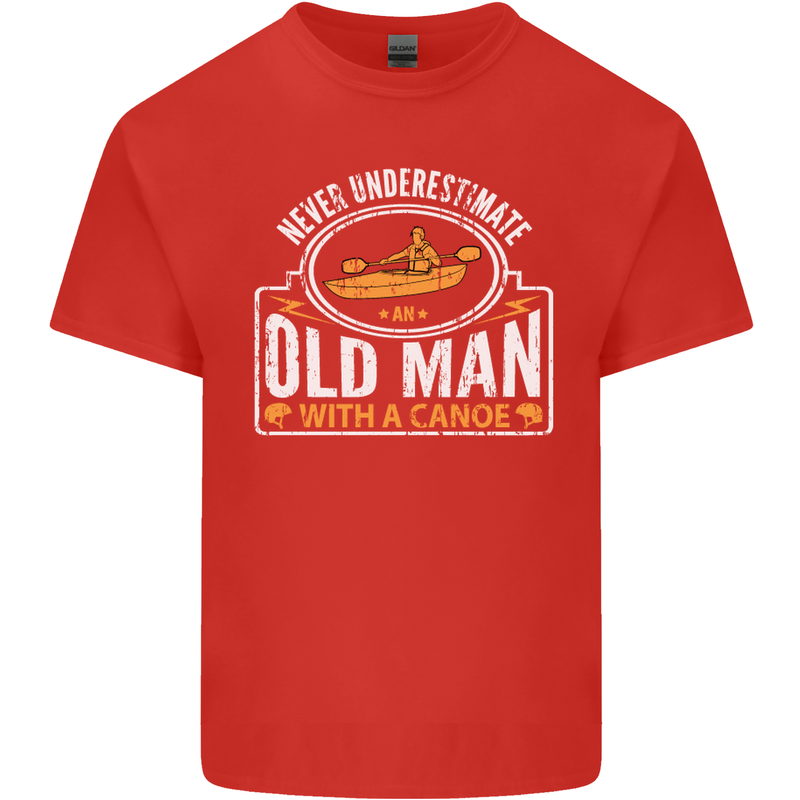 An Old Man With a Canoe Canoeing Funny Mens Cotton T-Shirt Tee Top Red