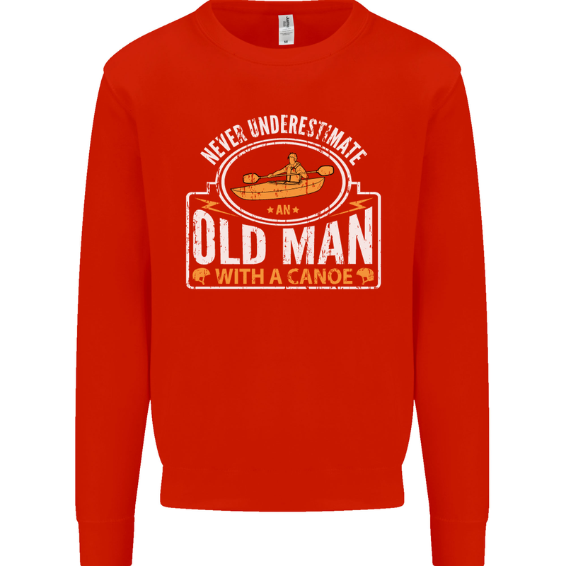 An Old Man With a Canoe Canoeing Funny Mens Sweatshirt Jumper Bright Red