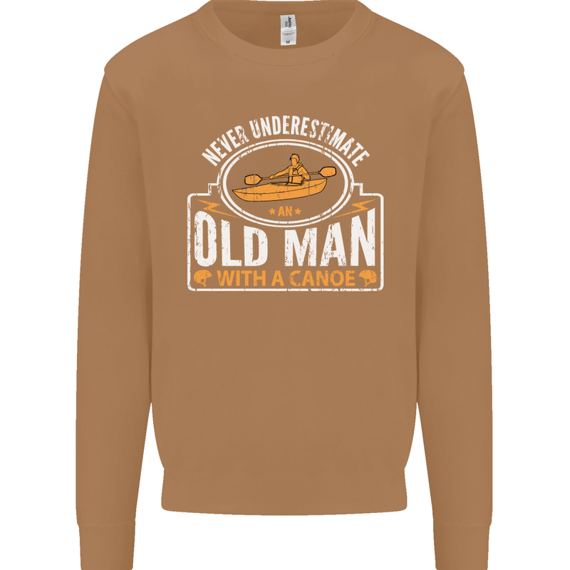 An Old Man With a Canoe Canoeing Funny Mens Sweatshirt Jumper Caramel Latte