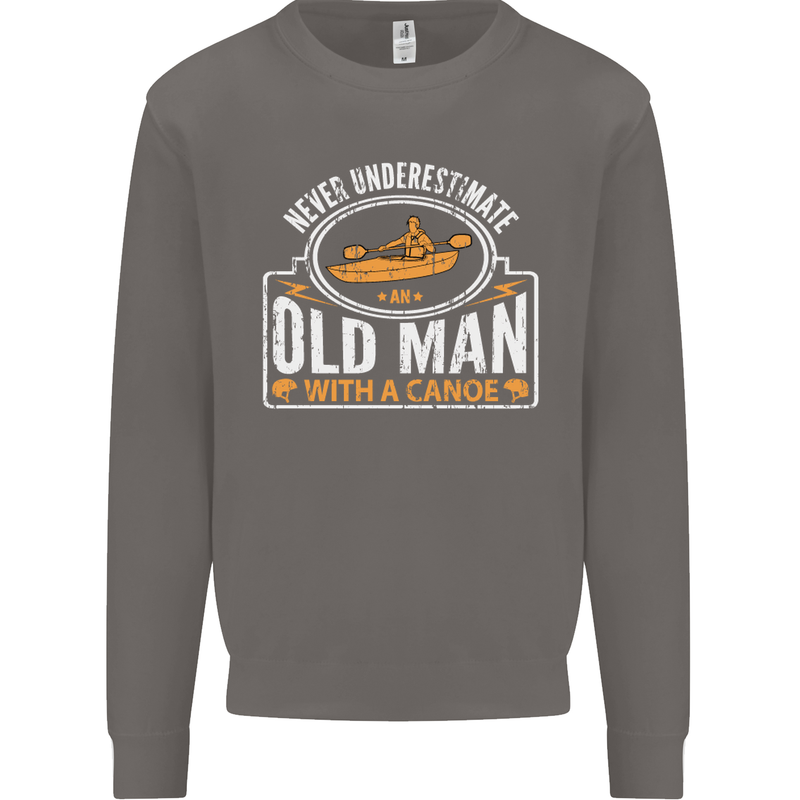 An Old Man With a Canoe Canoeing Funny Mens Sweatshirt Jumper Charcoal