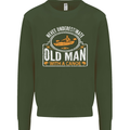 An Old Man With a Canoe Canoeing Funny Mens Sweatshirt Jumper Forest Green