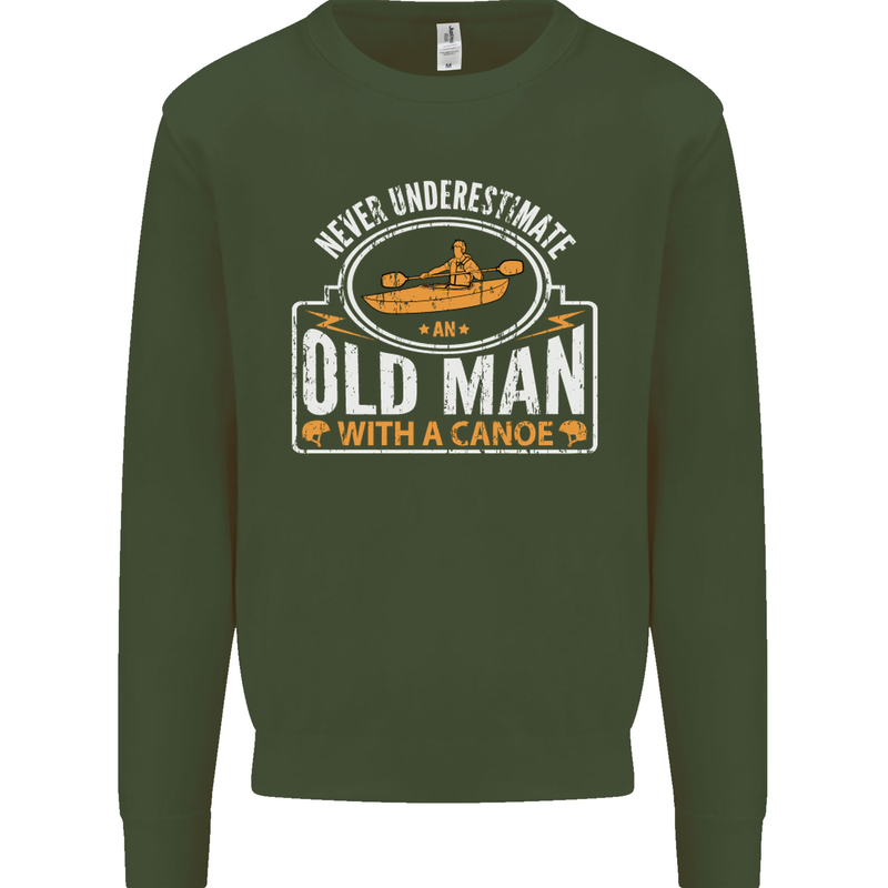 An Old Man With a Canoe Canoeing Funny Mens Sweatshirt Jumper Forest Green