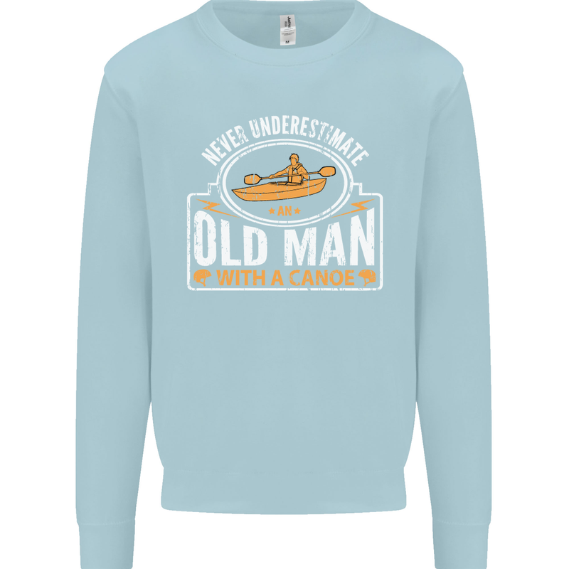 An Old Man With a Canoe Canoeing Funny Mens Sweatshirt Jumper Light Blue