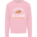 An Old Man With a Canoe Canoeing Funny Mens Sweatshirt Jumper Light Pink