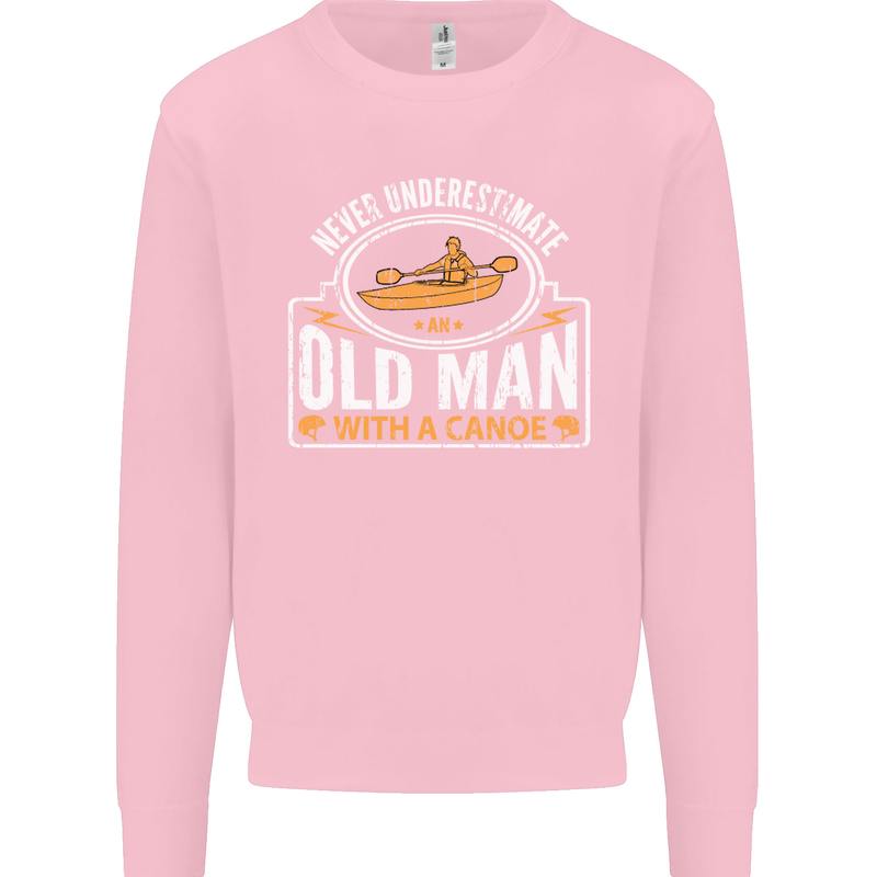 An Old Man With a Canoe Canoeing Funny Mens Sweatshirt Jumper Light Pink