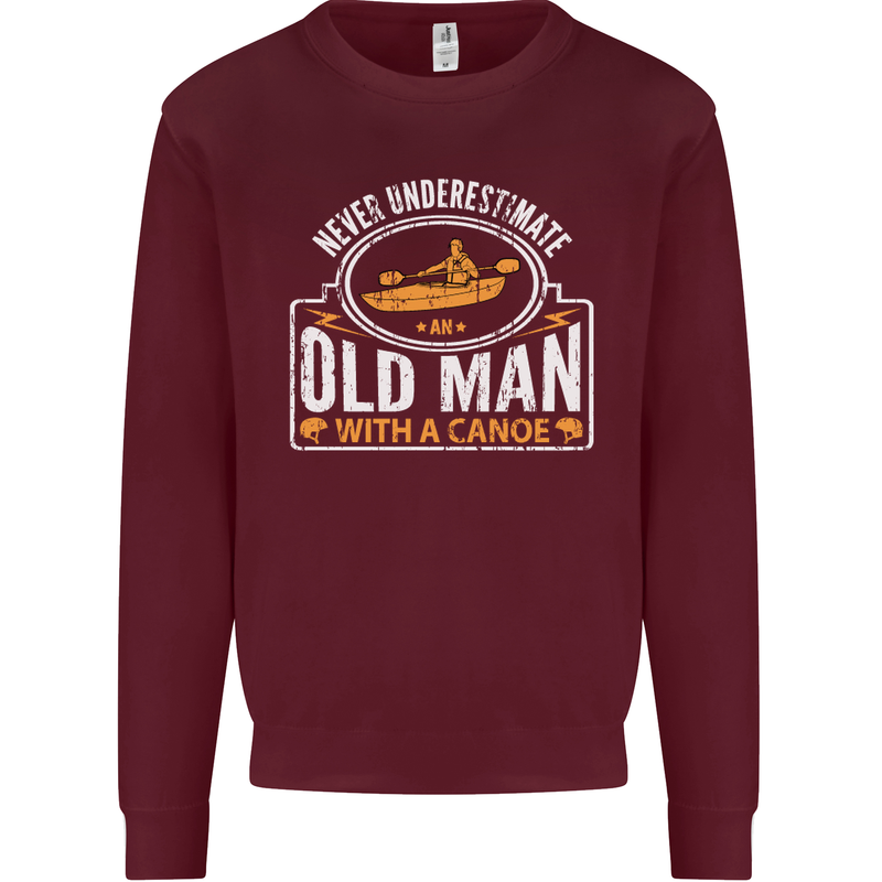 An Old Man With a Canoe Canoeing Funny Mens Sweatshirt Jumper Maroon