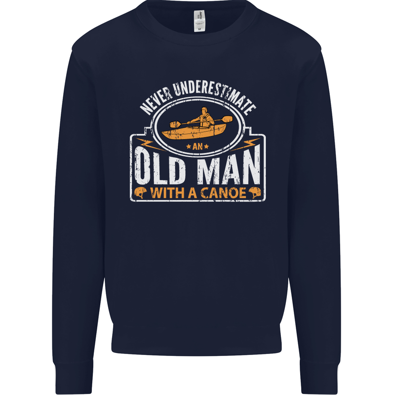 An Old Man With a Canoe Canoeing Funny Mens Sweatshirt Jumper Navy Blue