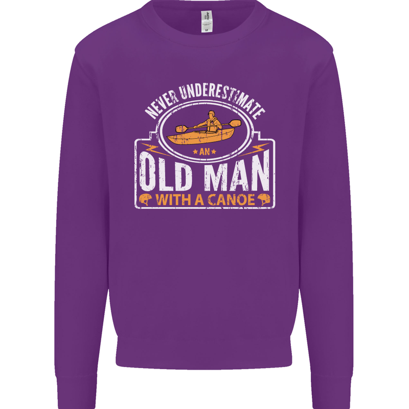 An Old Man With a Canoe Canoeing Funny Mens Sweatshirt Jumper Purple