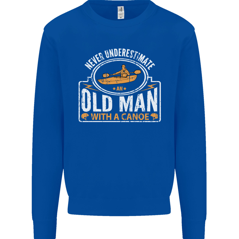 An Old Man With a Canoe Canoeing Funny Mens Sweatshirt Jumper Royal Blue