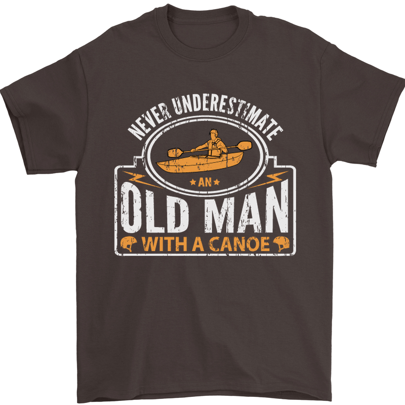 An Old Man With a Canoe Canoeing Funny Mens T-Shirt Cotton Gildan Dark Chocolate