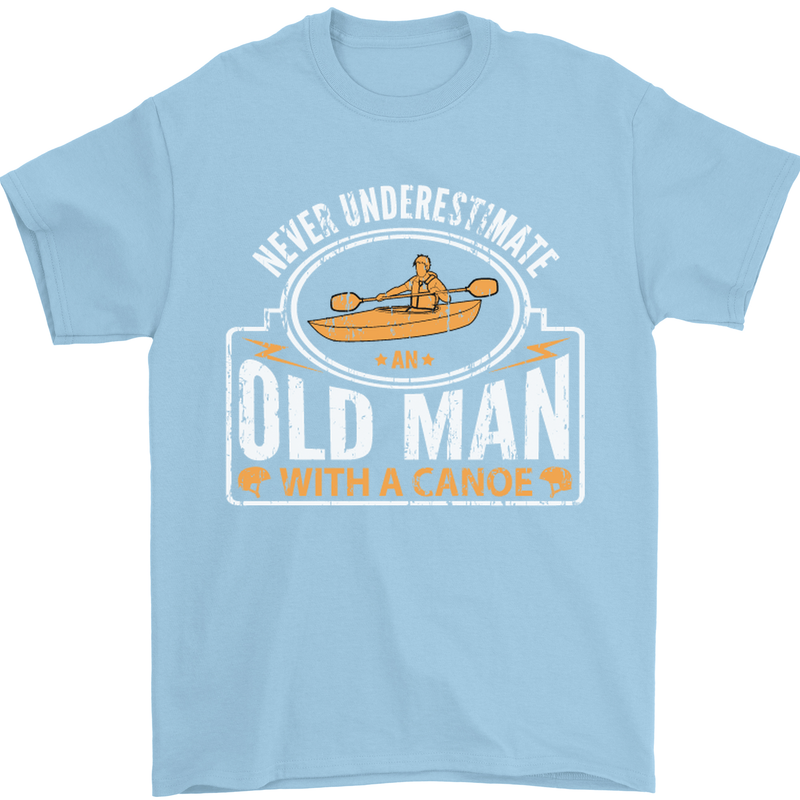 An Old Man With a Canoe Canoeing Funny Mens T-Shirt Cotton Gildan Light Blue