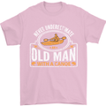 An Old Man With a Canoe Canoeing Funny Mens T-Shirt Cotton Gildan Light Pink